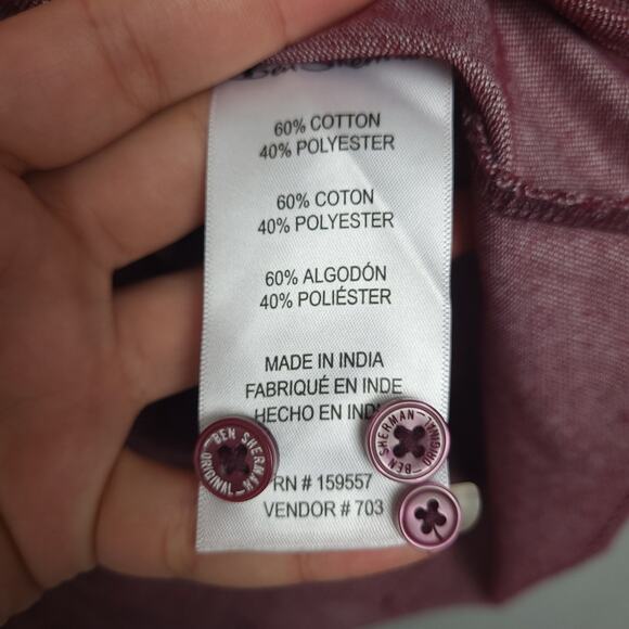 Ben Sherman Men's Button-Up Long Sleeve Shirt XL Cotton Polyester Blend Red - Picture 5 of 8